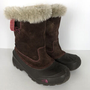 THE NORTH FACE Heat Seeker Suede Boots Girl's Sz 7 / 39 Brown Pink 200 Gram Snow